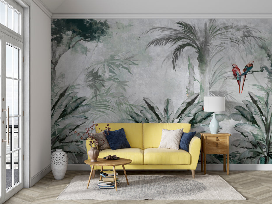 Wallpaper with tropical charm and lush tropical plants