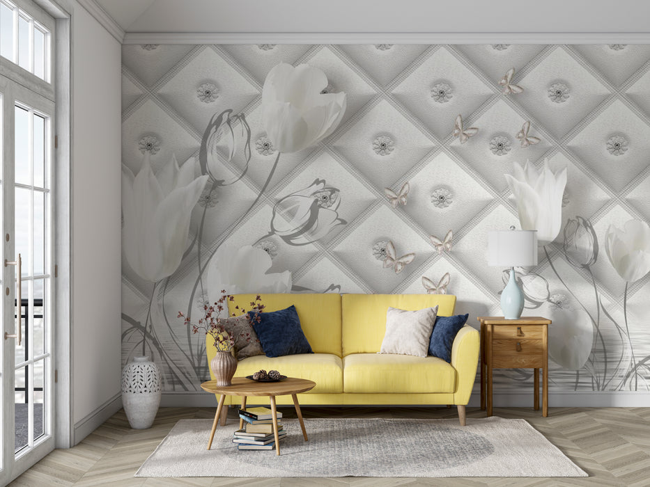 Elegant and romantic diamond patterned wallpaper design