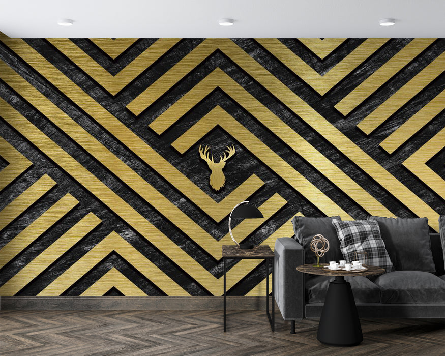 Modern wallpapers feature black and gold geometric lines