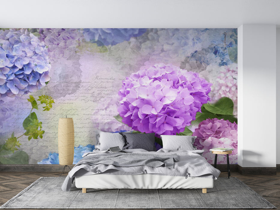 Wallpaper with light purple flowers full and soft colors