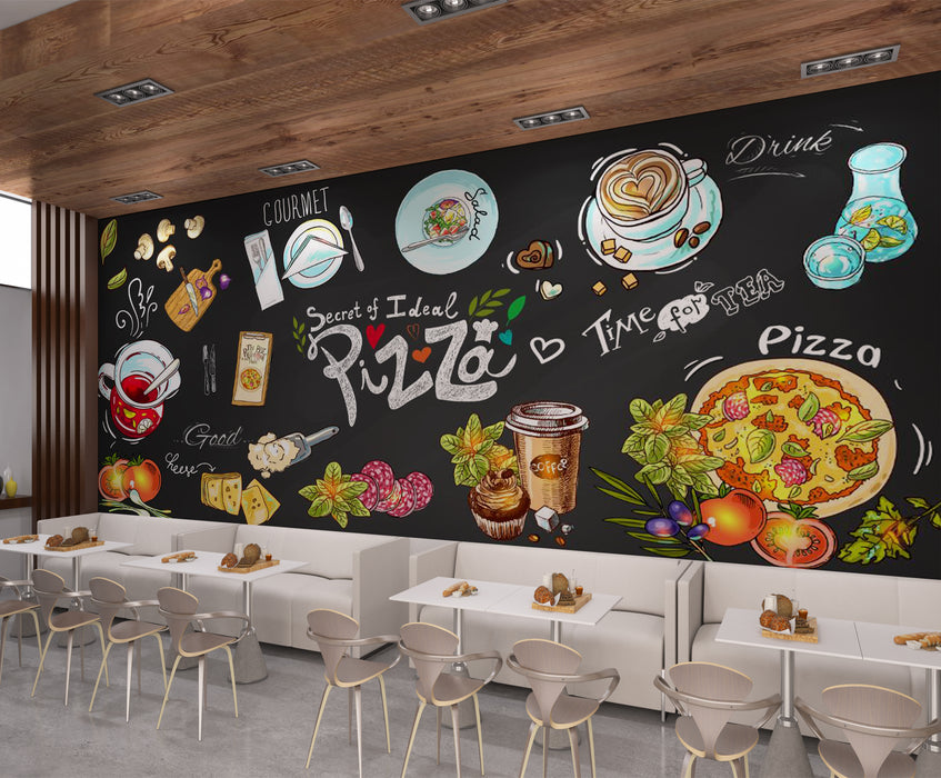 Colorful gourmet pizzas, wallpaper murals