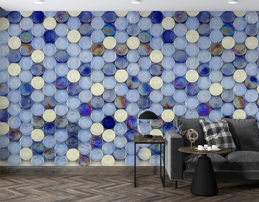 Wallpaper with circular patterns embedded like pearls