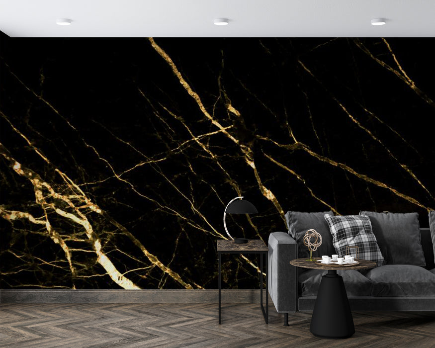 Marble black gold texture, wallpaper murals