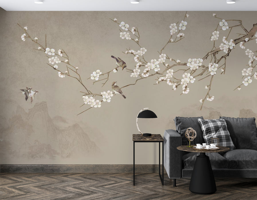 Wallpaper: A blooming white plum blossom