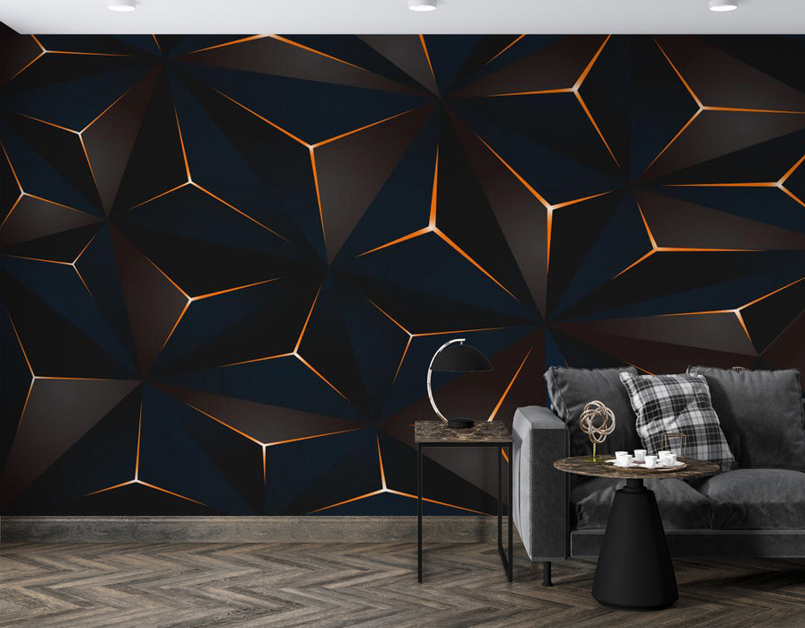 Modern Geometric Orange Line Wallpaper Mural