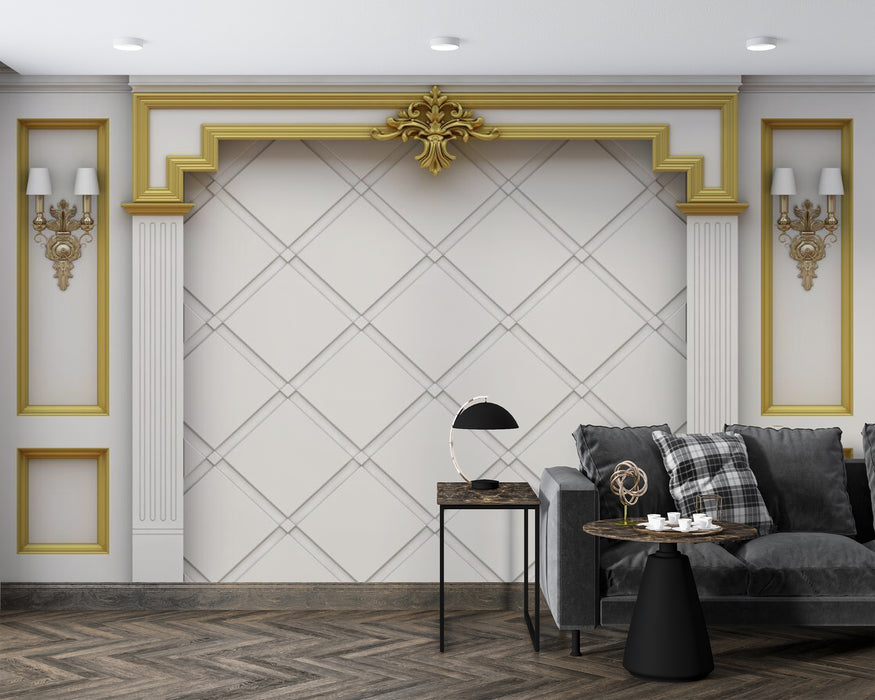 Golden diamond textured wallpaper mural