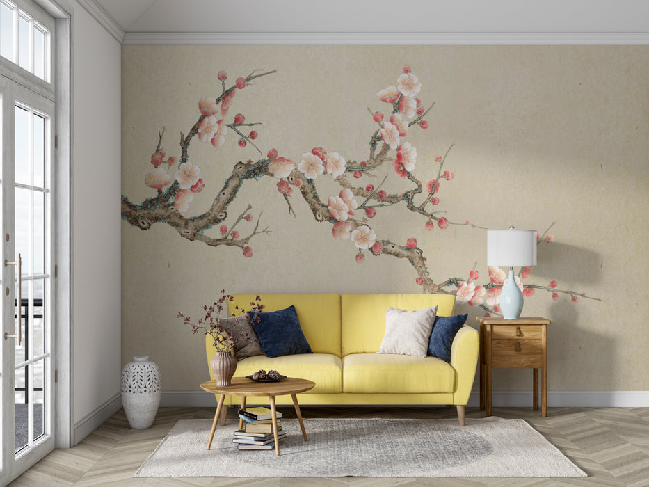 Blooming plum blossom wallpaper mural