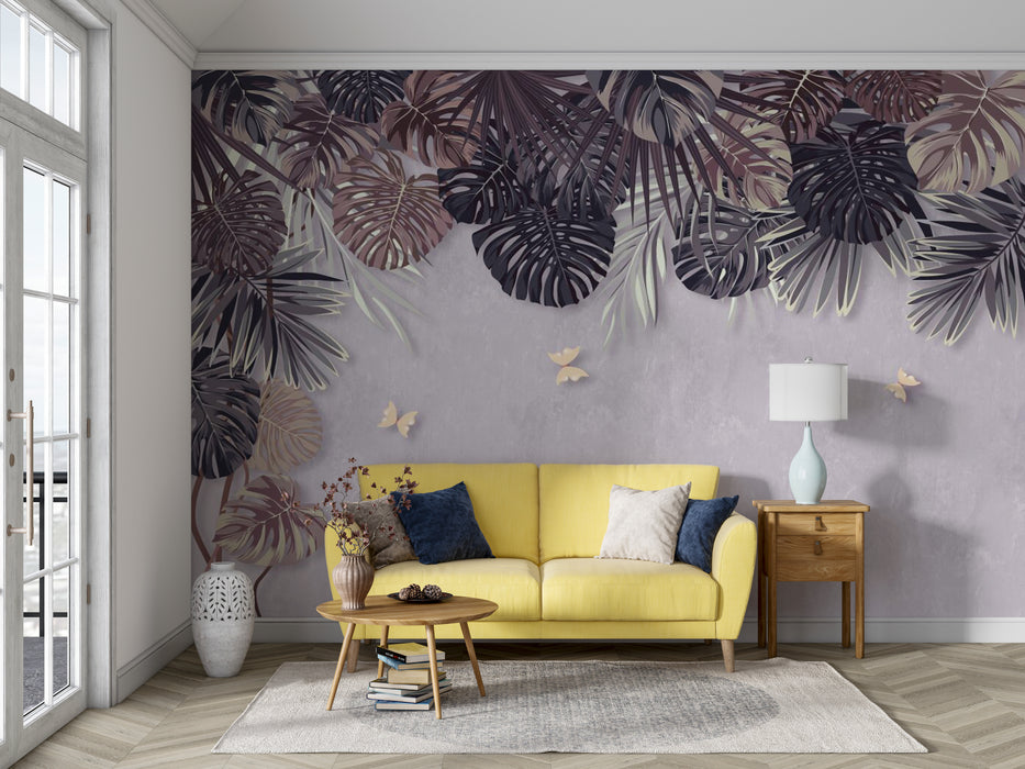 Leaf wallpaper mural of tropical plants