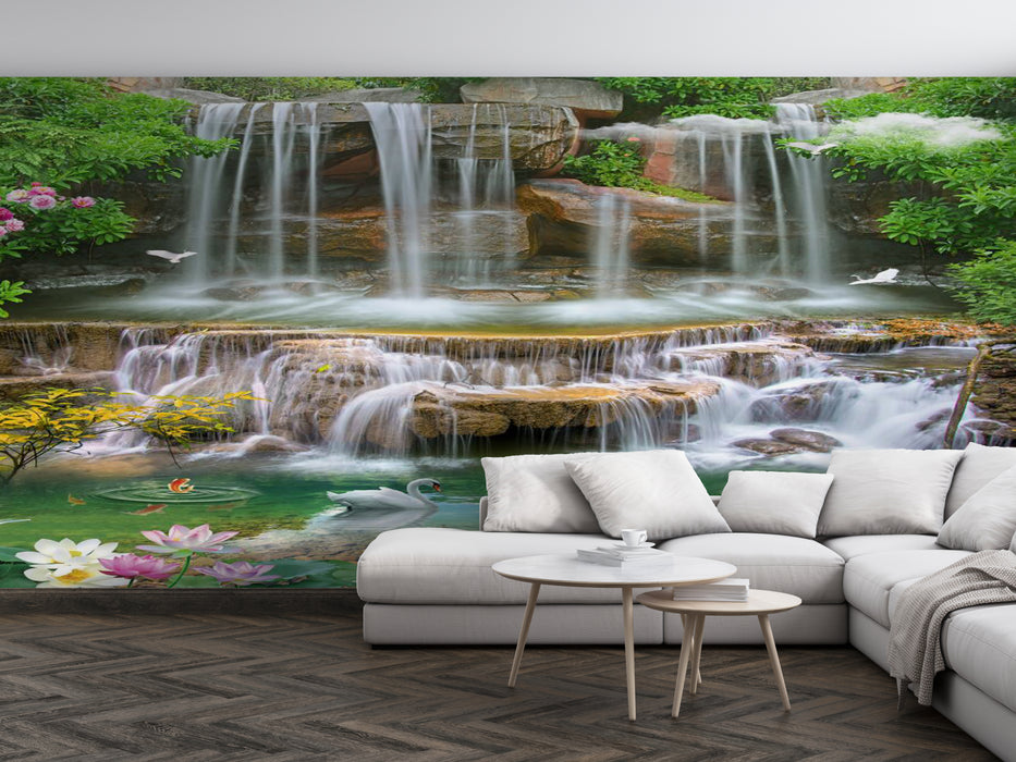 Wallpaper Landscape Waterfall Mural Painting