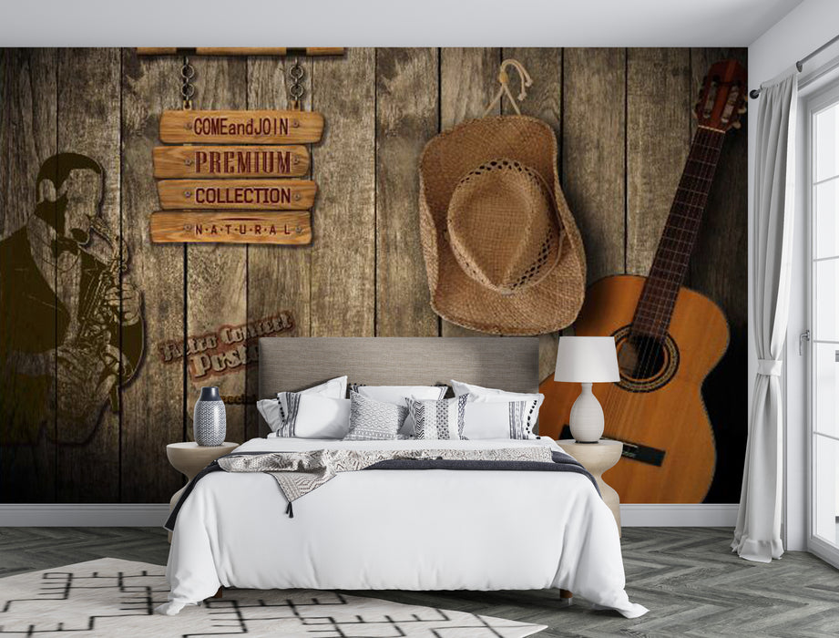 Wallpaper with wooden background murals