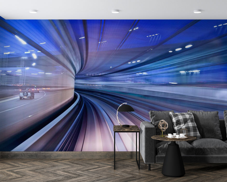 Wallpaper with a sense of modernity and technology, creating a visual effect of high-speed movement