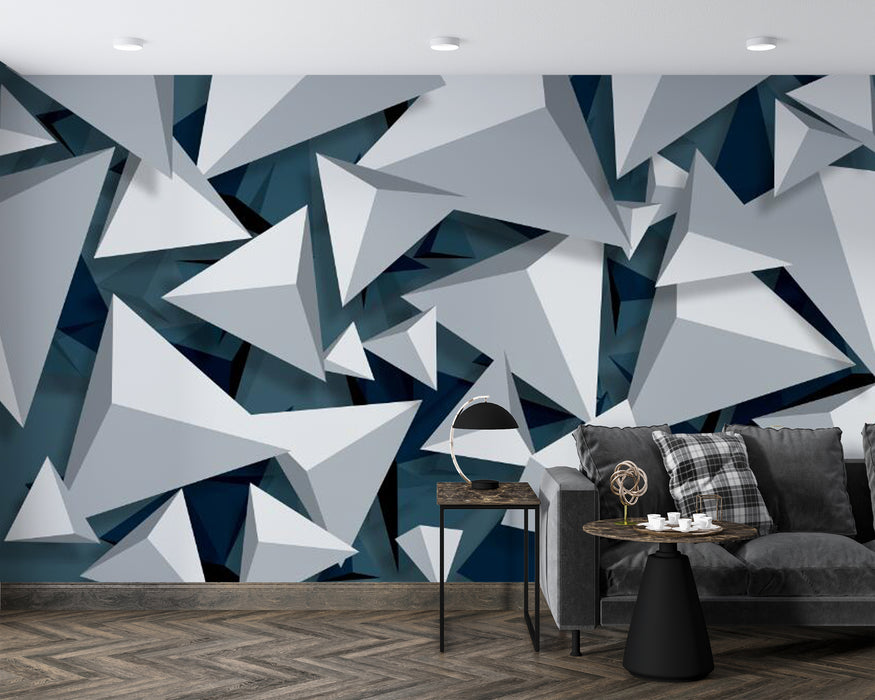 Geometric triangle three-dimensional wallpaper mural