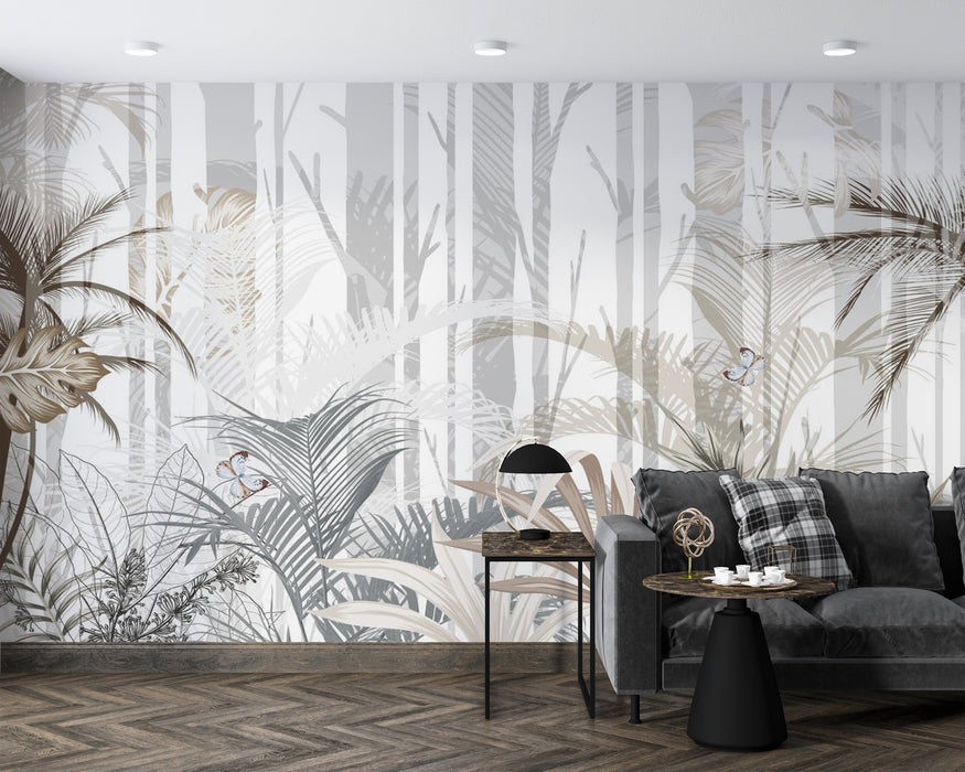 Wallpaper, a subtle tropical style with fluttering butterflies