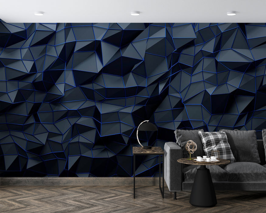 Technological Blue Black Splicing Wallpaper Mural