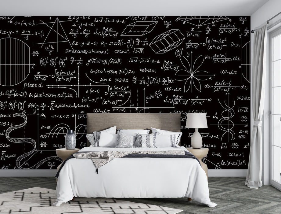 Wallpaper mathematical formulas and geometric shapes