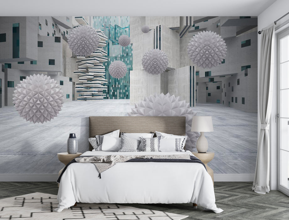 Space composed of geometric shapes of wallpaper