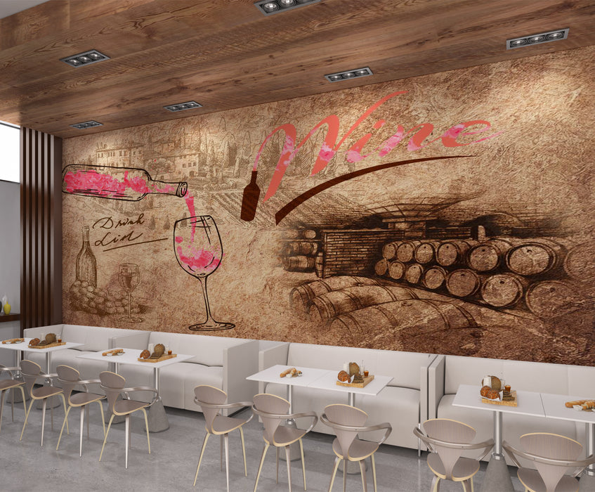 Wine themed wallpaper murals