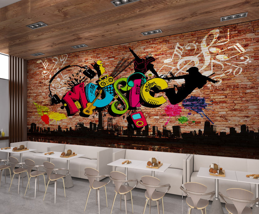 Colorful music graffiti wallpaper murals