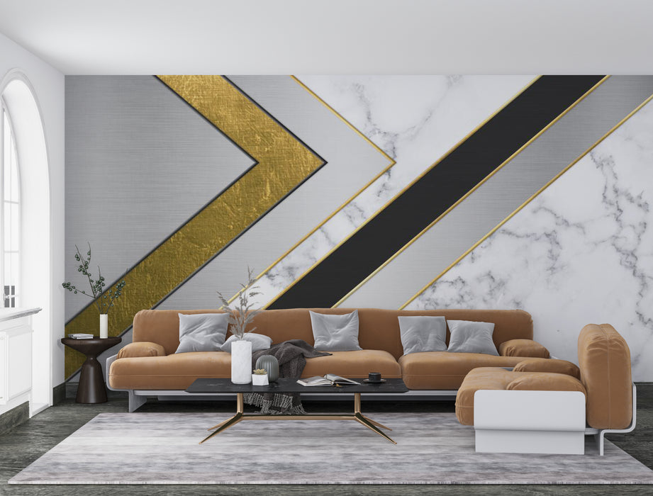 Design combining wallpaper marble texture and metallic texture